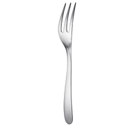 A L’Âme de Christofle stainless steel three-pronged serving fork with a smooth, curved handle.
