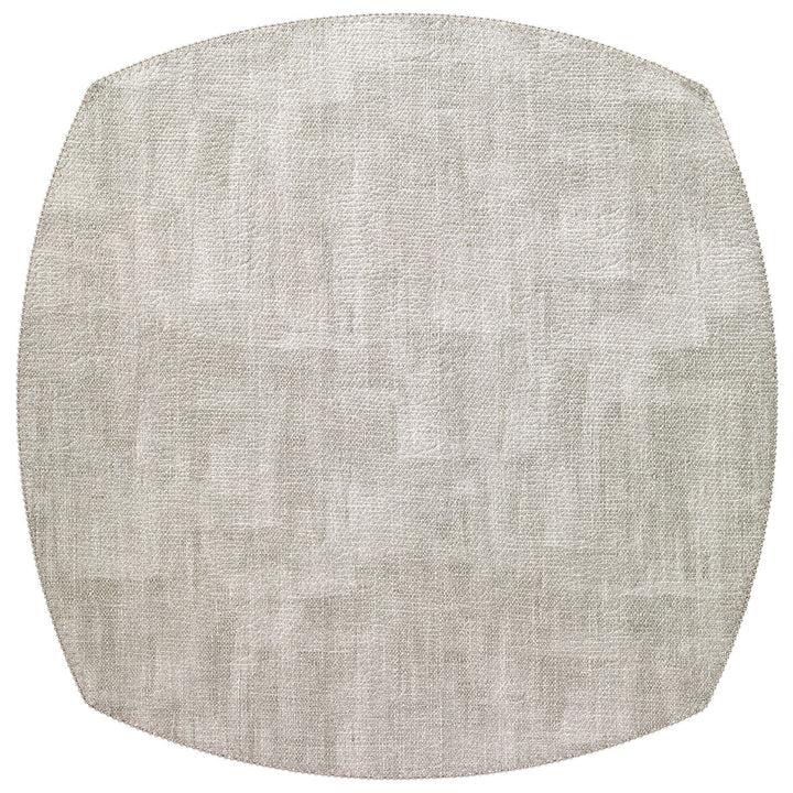 A set of four Bodrum Allure Elliptical Placemats in Granite, light gray with a subtle textured brushstroke pattern and sophisticated design, are shown from above against a white background.