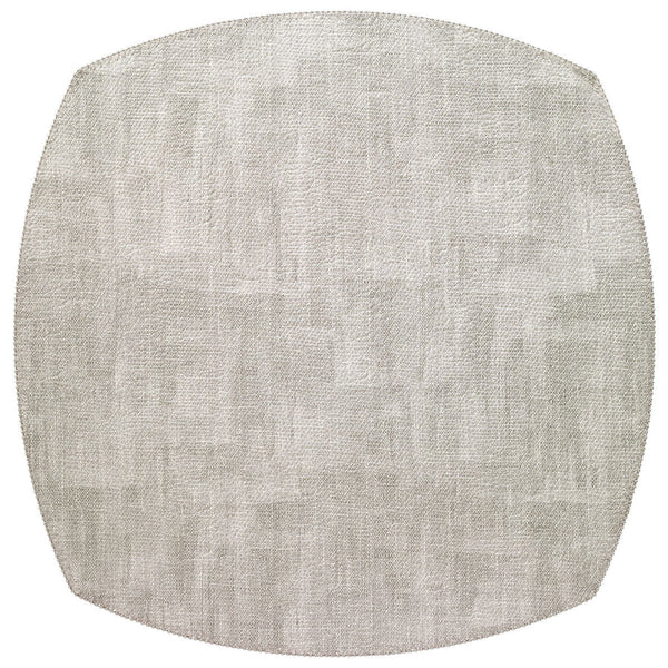 The Bodrum Allure Elliptical Placemat Granite Set of 4 features light grey, gently rounded mats with a subtle woven texture and fabric-like surface, adding elegance and refinement to your dining table.