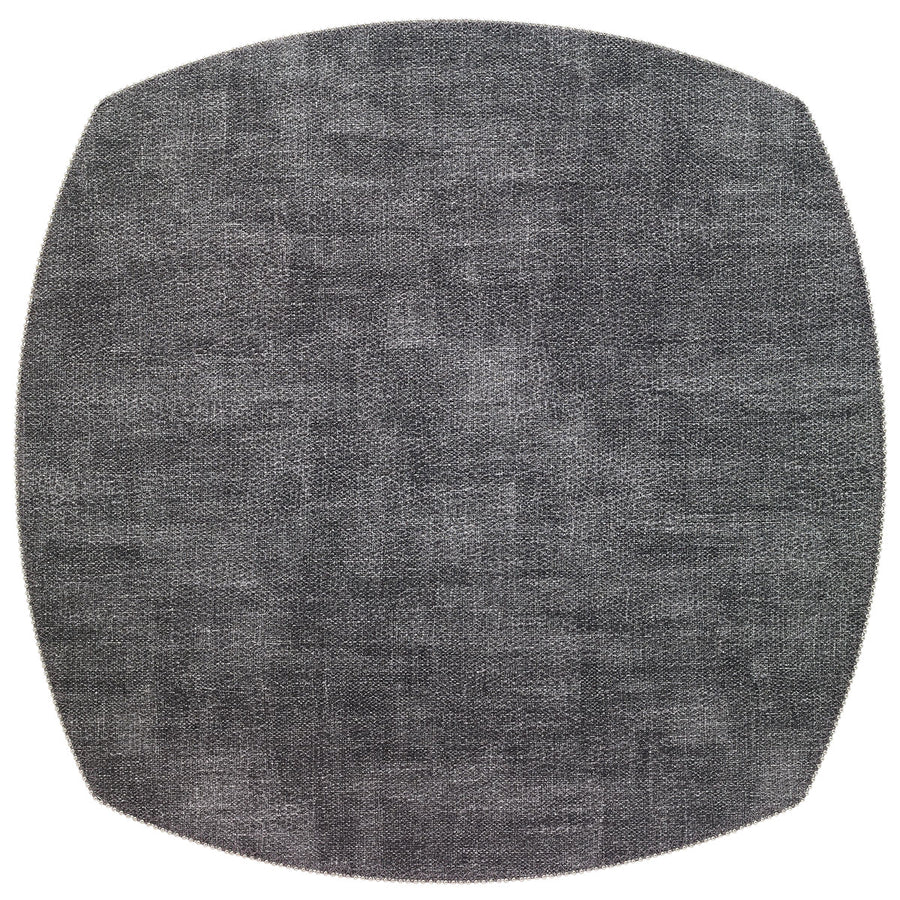 The Bodrum Allure Elliptical Placemat Smoke Set of 4 features dark gray, elliptical placemats with a subtle woven texture made from phthalate-free vinyl, shown against a white background.