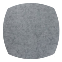 The Bodrum Allure Elliptic Square Placemat Set of 4 features round, gray, textured mats with straight sides and a beaded edge, resembling fabric or stone for an elegant table setting against a white background.