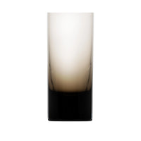 The Moser Whiskey Set Highball 400 ml is a tall, cylindrical glass made of lead-free crystal, featuring a gradient design that fades from clear at the top to black at the base, displayed on a white background.
