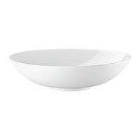 The Tac 02 White Dinnerware by Jars - Rosenthal is a modern, round ceramic bowl with a wide rim and shallow depth, shown against a white background.