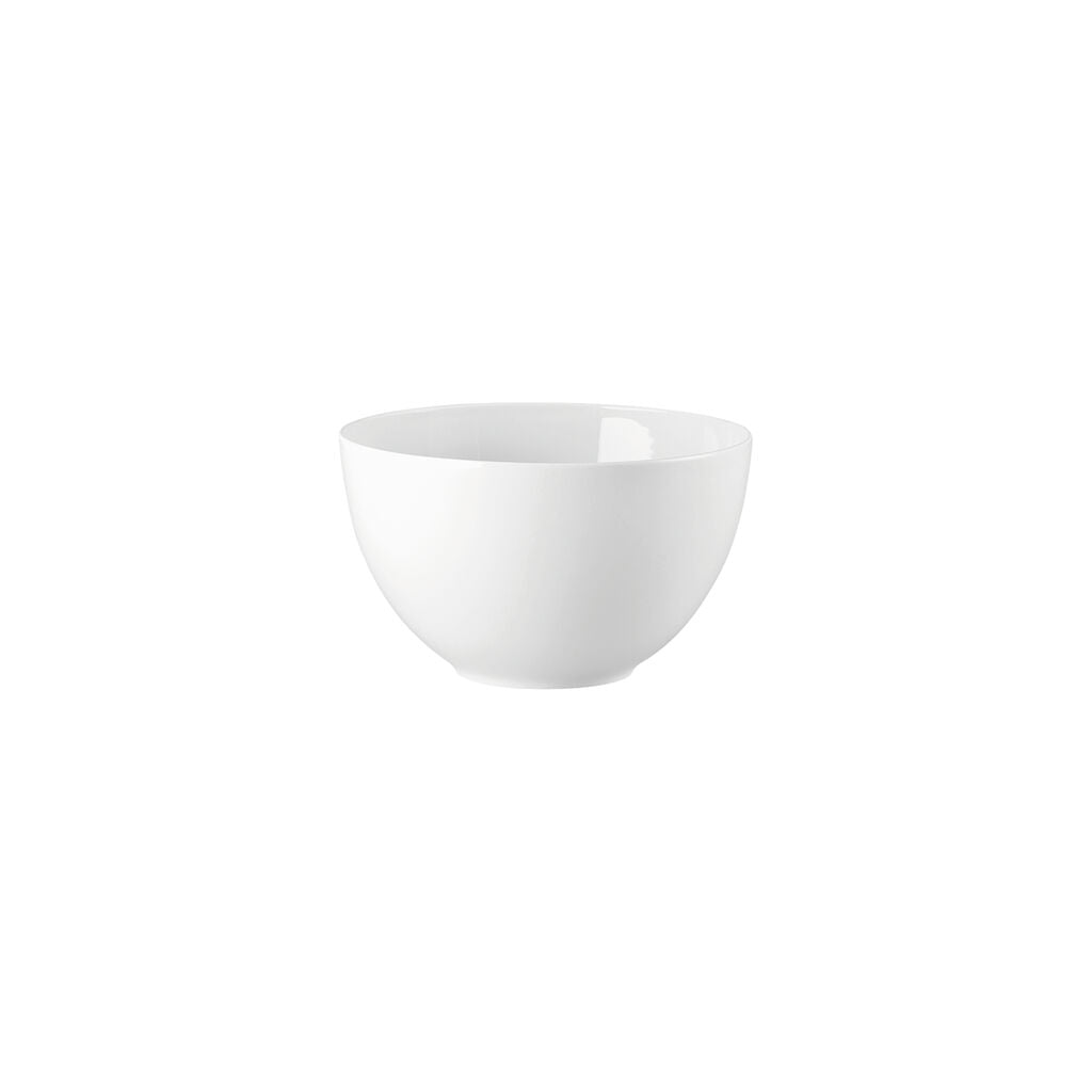 The Tac 02 White Dinnerware bowl by Jars - Rosenthal, a round ceramic piece, sits centered on a white backdrop, showcasing the minimalist elegance of contemporary dining.