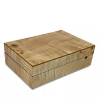 Wooden card box with a lid on a white background