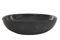 The Tourron Dinnerware Celeste by Jars - Rosenthal is a shallow, round, matte black ceramic bowl with a smooth surface, shown against a plain white background.