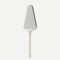 The Sabre Bistro Pearly Shiny Tart Server—a metal pie server from the Bistrot cutlery collection—features a triangular silver blade and a beige handle with three visible rivets, shown on a plain white background.