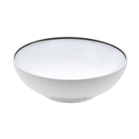 A grey Anthracite Infini bowl by Haviland, made from fine Limoges porcelain with a subtle textured pattern and thin dark rim, set against a plain light background. Made in France.