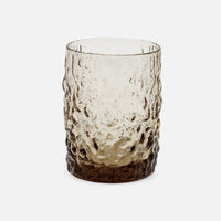 A brown Frederick Glassware Set of 6 - Chocolate hand-blown glass tumbler with a textured, uneven surface.