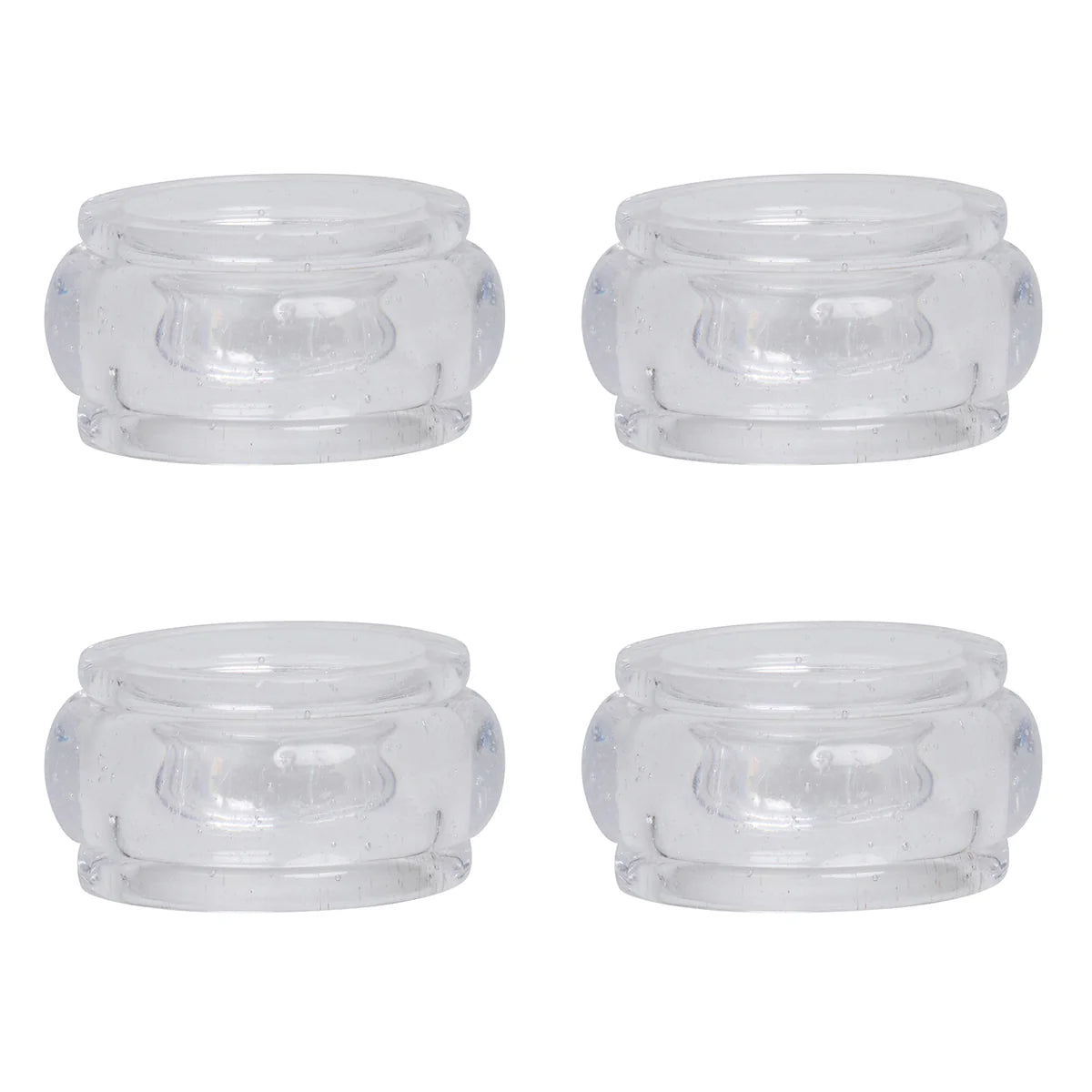 The Provence Napkin Ring Set/4 by Juliska is shown arranged in a grid on a white background, perfect for adding a touch of elegance and complementing your colorful table decor.