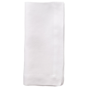 A neatly folded Riviera Napkin from Bodrum, part of a set of 4 plain white soft linen napkins, displayed against a white background.