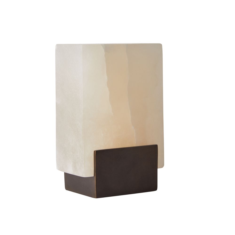 The Arteriors Tolliver Bookends Set of 2 features striking design, perfect for pairing with a modern table lamp with a rectangular frosted white shade and dark base, elegantly displayed against a plain white background.