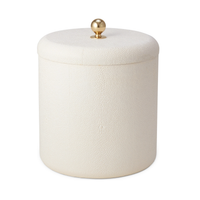 The Aerin Shagreen Ice Bucket features white embossed shagreen and a gold lid knob, making it a stylish addition to any luxury home bar.