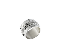 Christofle Babylone Silver Plated Napkin Ring featuring a textured band of rounded embossed shapes.