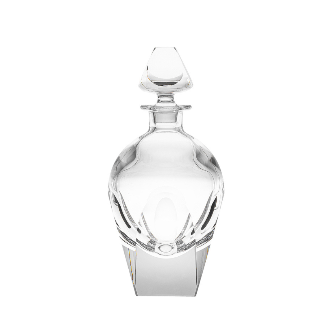 The Moser Bar Decanter 750 ml features a clear, elegant crystal design with a faceted stopper and rounded body—perfect for your bar collection and for serving wine or whiskey in style.