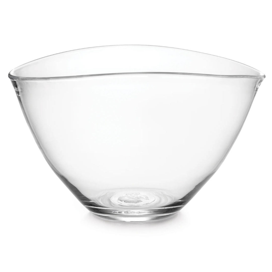 The Simon Pearce Barre Bowl is a clear glass bowl with smooth, slightly flared sides and a rounded base—an elegant piece of contemporary glassware inspired by handmade bowls.