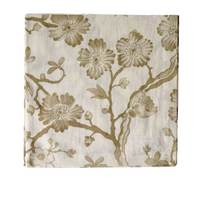 The Oriental Blossom Napkin Set of 4 by Deborah Rhodes features beige and light brown floral and branch patterns on white—perfect for charming table decor or pairing with your favorite napkins.