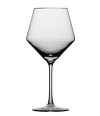 The Zwiesel Fortessa Zweisel Pure Barware wine glass features a long stem and wide, rounded bowl, crafted from Tritan material and shown empty against a plain white background.