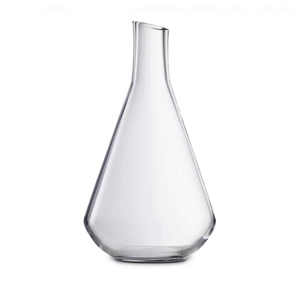 The Baccarat Chateau Decanter features a clear crystal body with a tall, narrow neck and wide, angular base—ideal for decanting wine or serving as an elegant aerator, showcased against a white background.