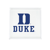 The Eye Candy College Acrylic Catchall Tray features a bold blue "D" and "DUKE," representing Duke University, making it a perfect dorm accessory.
