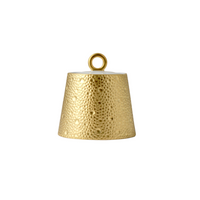 The Ecume Dinnerware Gold by Bernardaud features a gold, textured, conical design with a loop for hanging. Inspired by contemporary tableware, its surface has raised bumps for a hammered metal look.