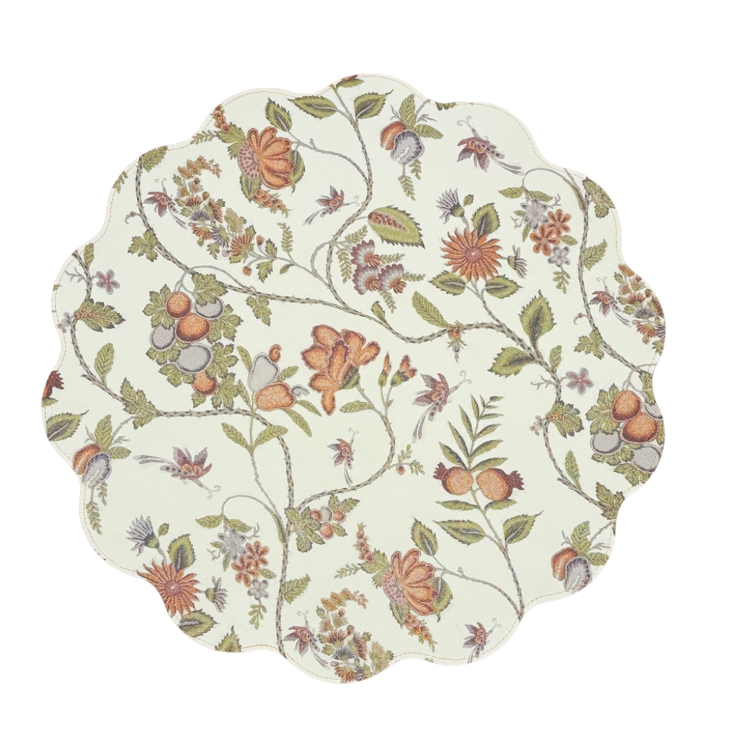 Floral Placemat on White Background 