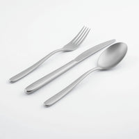 The Sambonet Hannah Antico Flatware 5 Piece Setting—featuring stainless steel utensils—is arranged diagonally on a plain white background.