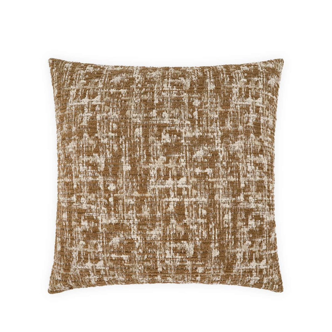 The Lekki Pillow Bourbon 22 x 22 by D.V. KAP / Canaan Company features a textured brown and beige abstract pattern, ideal for enhancing your decor. Displayed on a plain white background.