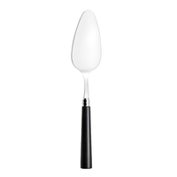 The Marat Wood Flatware cake server by Capdeco features a shiny, triangular metal blade and a black handle in classic French style, displayed against a plain white background.