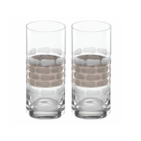 The Truro Highball Platinum Set of 2 by Michael Wainwright features modern platinum patterns around elegant crystalline glasses.