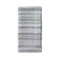 A set of 4 folded, rectangular napkins with light grey and white horizontal stripes from Bodrum's Midas collection, shown on a white background.
