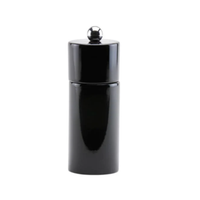 The Addison Ross Mini Pillar Salt & Pepper Shaker features a glossy black finish, round-topped lid, and ceramic grinding mechanism, displayed against a plain white background.