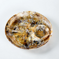 The Nashi Home Swirl Colored Resin Chip & Dip platter features a marbled brown, cream, and white design with a dip section—ideal for serving guests. Shown on a plain white background.
