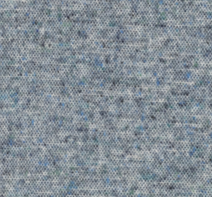 Close-up of the Cinder Mist Throw by Lands Downunder, featuring a textured grey fabric with small blue and black specks throughout; its soft, flecked appearance makes it perfect for a modern Italian throw blanket, crafted from high-quality woven textile material.