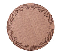 The Kim Seybert Dream Weaver Placemat Set of 4 in brown features a decorative starburst border with alternating short and long lines, shown against a white background.