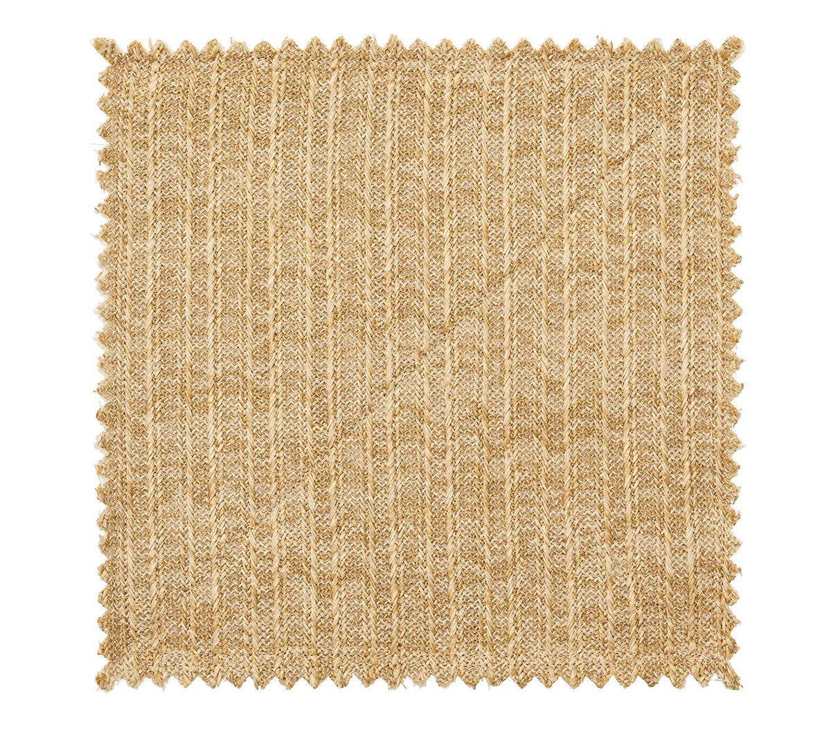 A swatch of textured ivory and beige basketweave fabric with a diagonal pattern and zigzag-cut edges from the Kim Seybert Vista Reversible Placemat Set of 4.