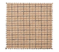 A square Kim Seybert Boucle Reversible Placemat - Brown / Multi swatch with pinked edges, featuring a tan grid pattern with dark textured lines.