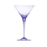 The Moser Pebbles Martini Glass - 260 ml features a transparent crystal design with a tall, slender stem, light purple tint, and a textured pattern near the base of the bowl from the Pebbles Collection.