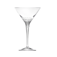 The Moser Pebbles Martini Glass (260 ml) features fine crystal, a long stem, and a textured pattern near the base—an elegant handcrafted piece from the Pebbles Collection.