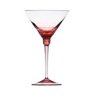 The Moser Pebbles Martini Glass (260 ml) features a handcrafted clear crystal bowl with a subtle rose-pink tint at the base, complemented by a textured pink stem and base.