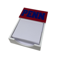 The Eye Candy College Note Pad features white notecards in a white holder with a red label reading "PENN" in bold blue letters—perfect for college notes or as a thoughtful graduation gift.