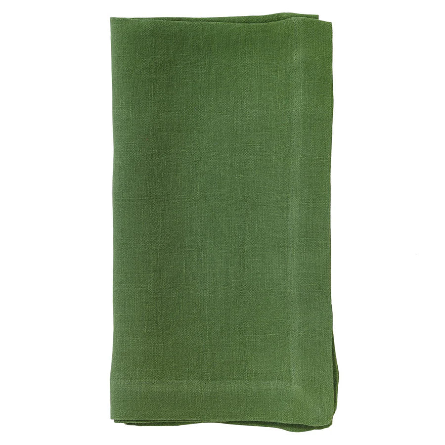 A set of four green Riviera linen napkins by Bodrum is neatly folded and displayed against a plain white background.