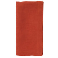 The Riviera Napkin Set of 4 by Bodrum features neatly folded, rectangular orange linen napkins with a smooth texture, displayed against a white background.