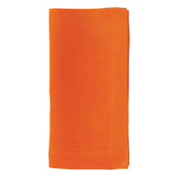 The Bodrum Riviera Napkin Set of 4 features plain orange linen napkins, beautifully folded against a white background, highlighting their timeless elegance and everyday sophistication.