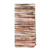 The Bodrum Sierra Napkin Hazel Set of 4 features folded rectangular napkins with an earthy striped pattern in brown, beige, orange, and hints of green—ideal for fall or Thanksgiving table decor.