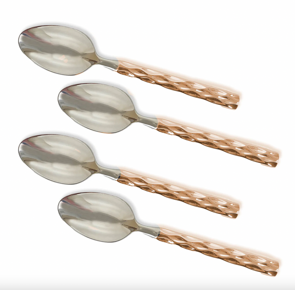 The Michael Wainwright Truro Gold Dip Spoons Set of 4 features elegant gold-accented spoons, perfect for enhancing any serveware collection or gifting to a hostess.