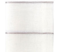 A close-up of Bodrum's Metallic Thread Napkin Silver Set of 4 shows sheer white fabric with subtle texture and two rows of light metallic stitching—ideal for elevating your table with soft, elegant linen napkins.