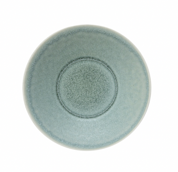The Vuelta Nori by Jars - Rosenthal is a round, blue-green ceramic plate with a subtly textured, speckled surface and a faint circular ridge—ideal for modern daily dining and shown from above on a white background.