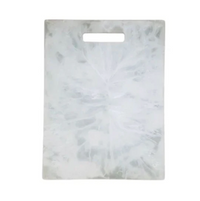The Nashi Home Swirl Resin Rectangle Chopping Board White - Large features a marbled texture and top handle cutout, perfect for food prep or serving.