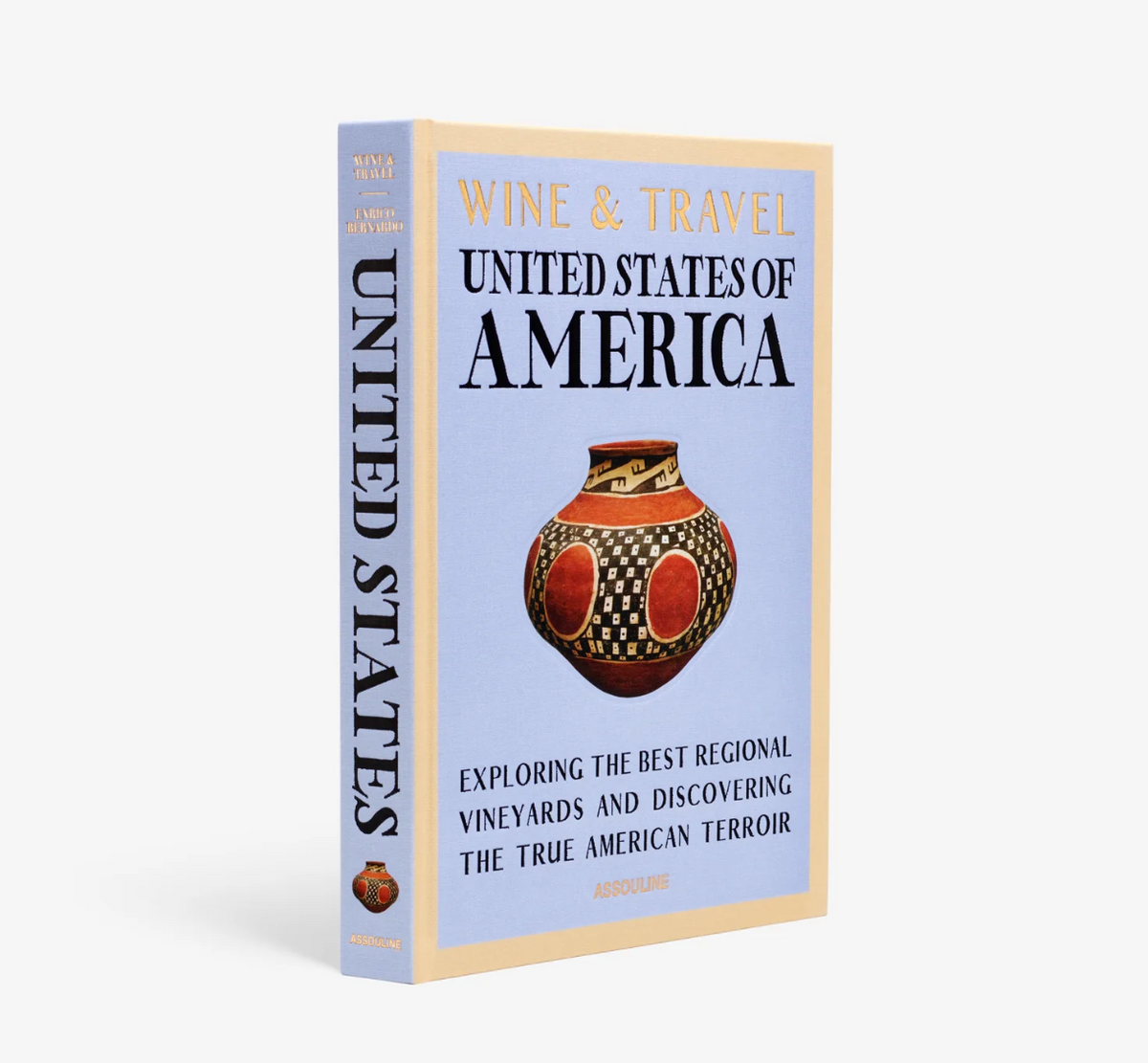 Wine & Travel USA by Assouline features a cover with a decorative vase and the subtitle "Exploring the best American wine regions and discovering the true American terroir"—ideal for wine travel enthusiasts.